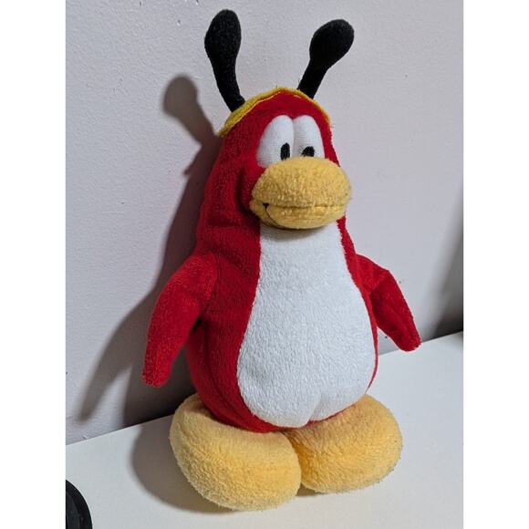 Disney Club Penguin Bee Red Plush Stuffed Animal Toy 8” - Picture 3 of 9